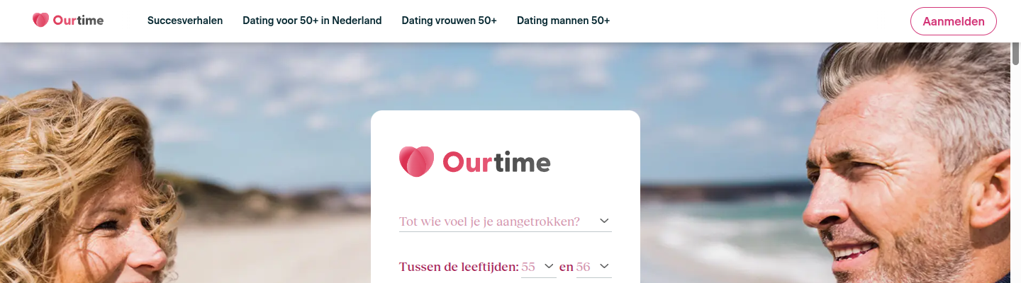 Screenshot van de OurTime website